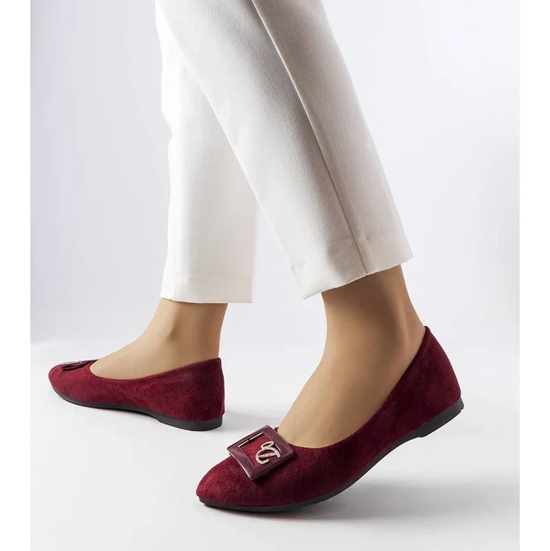 Gemre Burgundy ballet flats adorned with rhinestones Fleming 106990348