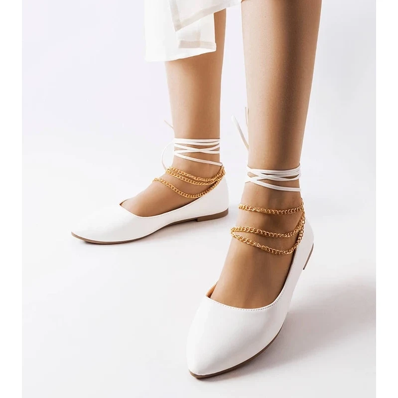 Gemre White ballet flats with decorative clasp Donat 106990342
