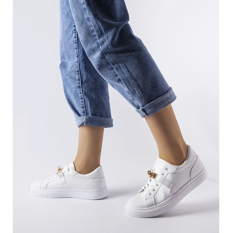 Gemre White sneakers with a gold accent Letteria