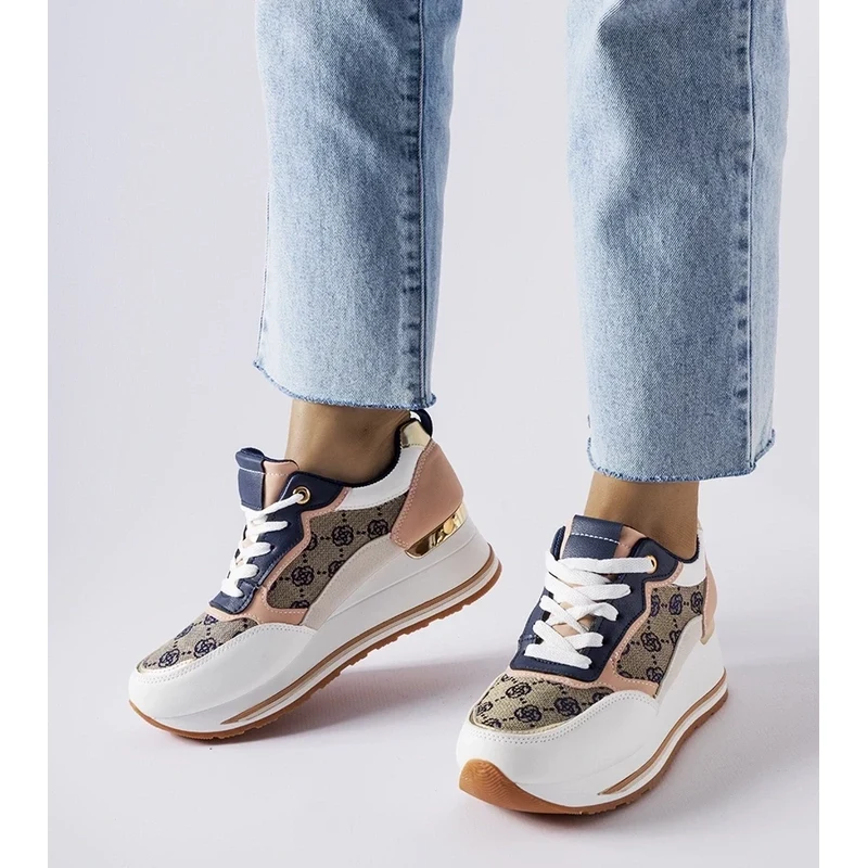 Gemre White-pink wedge sneakers Rouxi