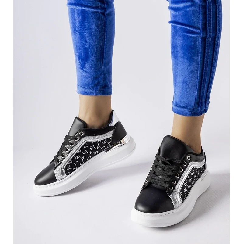 Gemre Black sneakers with silver embellishment Leo