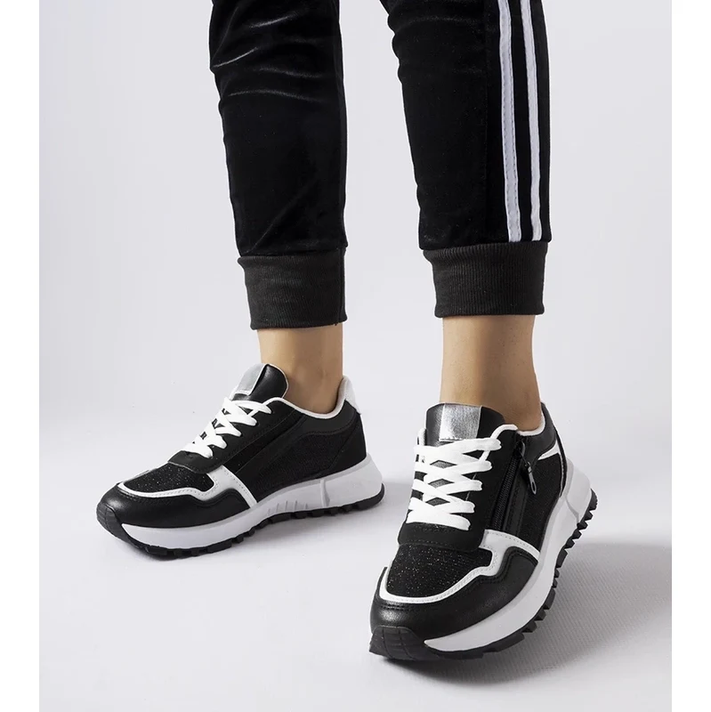 Gemre Black decorative Camuzzoni sneakers