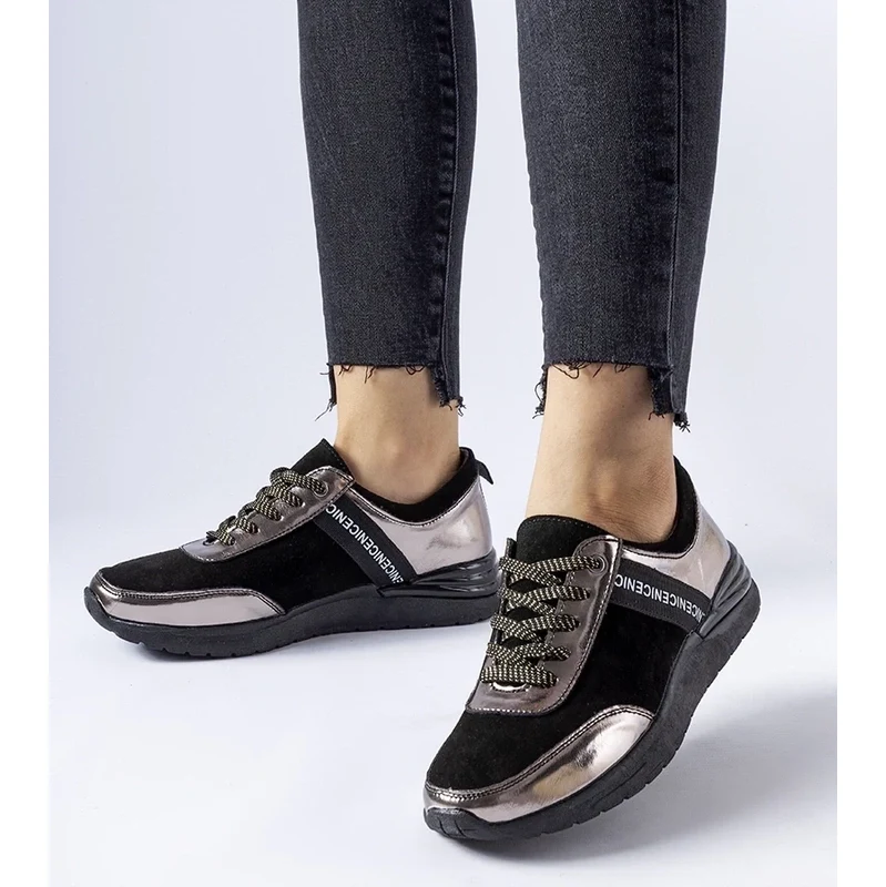 Gemre Black and grey leather Castelfidardo sneakers