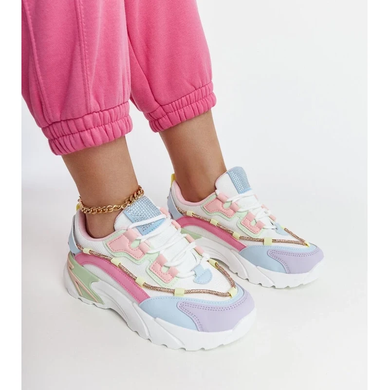 Gemre Multicolored platform sneakers with rhinestones Rutf