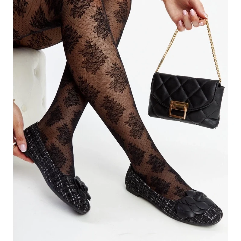 Gemre Black ballet flats with decorative flower Mateja 106990612