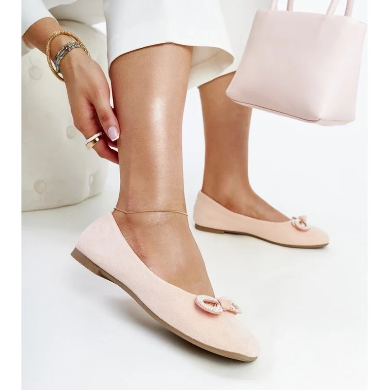 Gemre Light pink ballet flats with a bow Gaillou 106990615