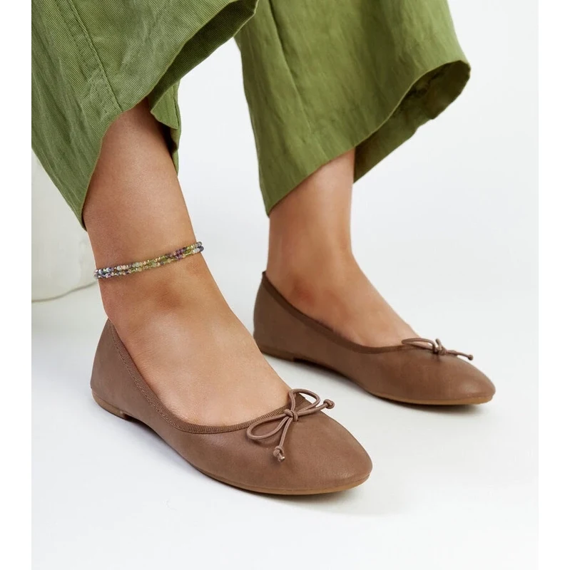 Gemre Brown eco-leather ballet flats Pavla 106990618