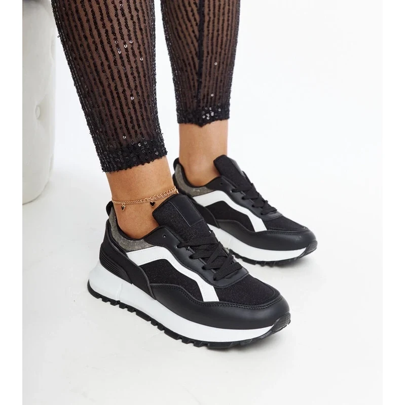 Gemre Black platform sneakers with glitter Evelia