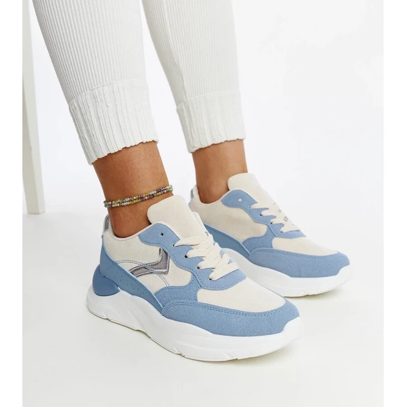 Gemre Beige-blue platform sneakers Nereida