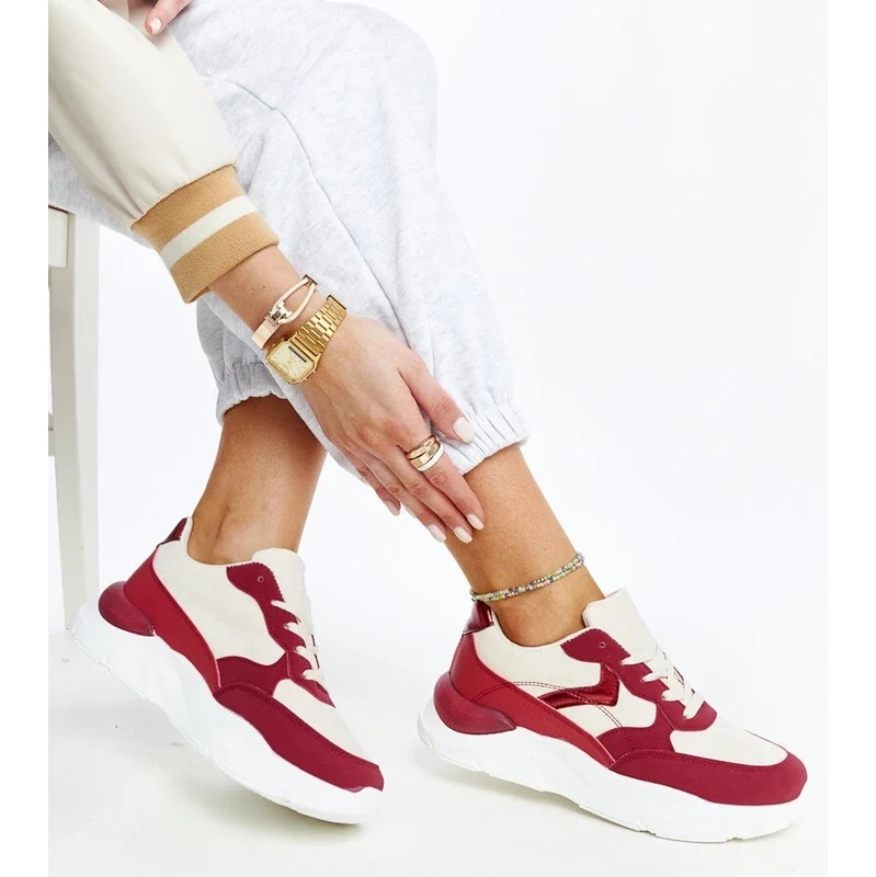 D/CEO Gemre Beige and red platform sneakers Nereida