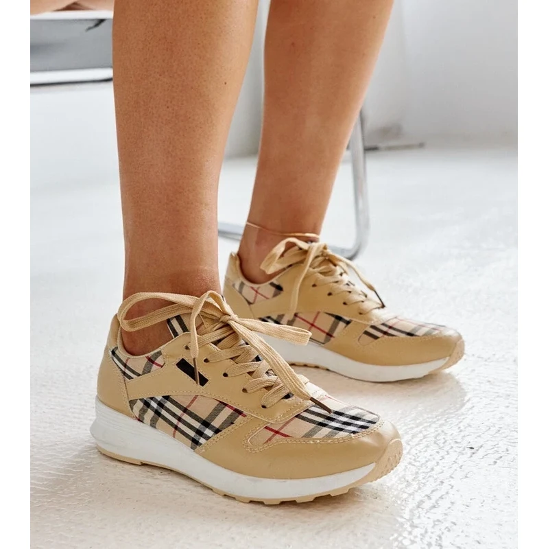 Gemre Beige checkered sneakers Afifah
