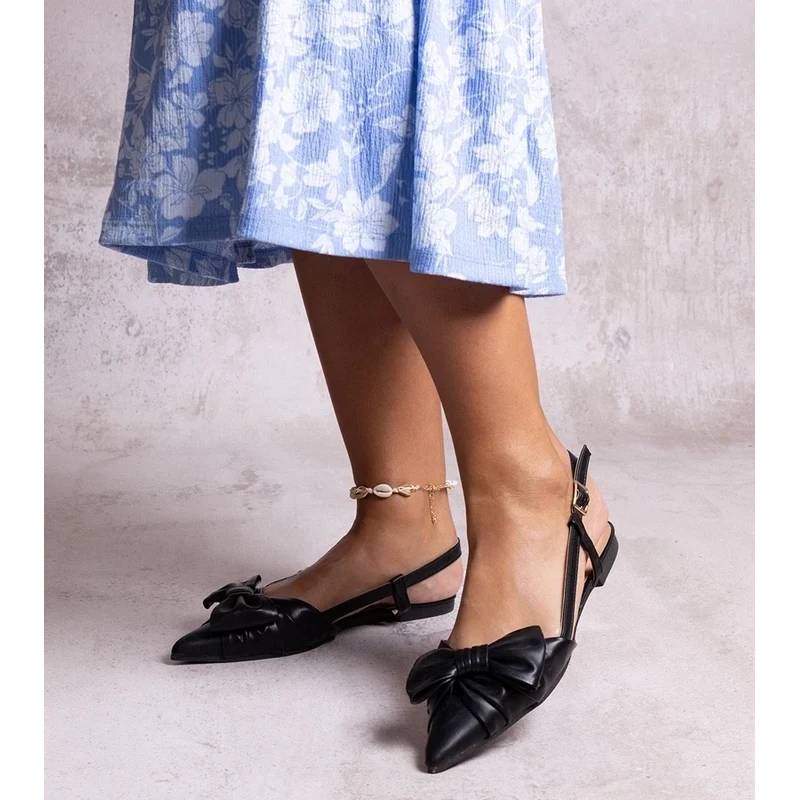 Gemre Pointed Toe Ballet Flats with Bow Barira 106990765