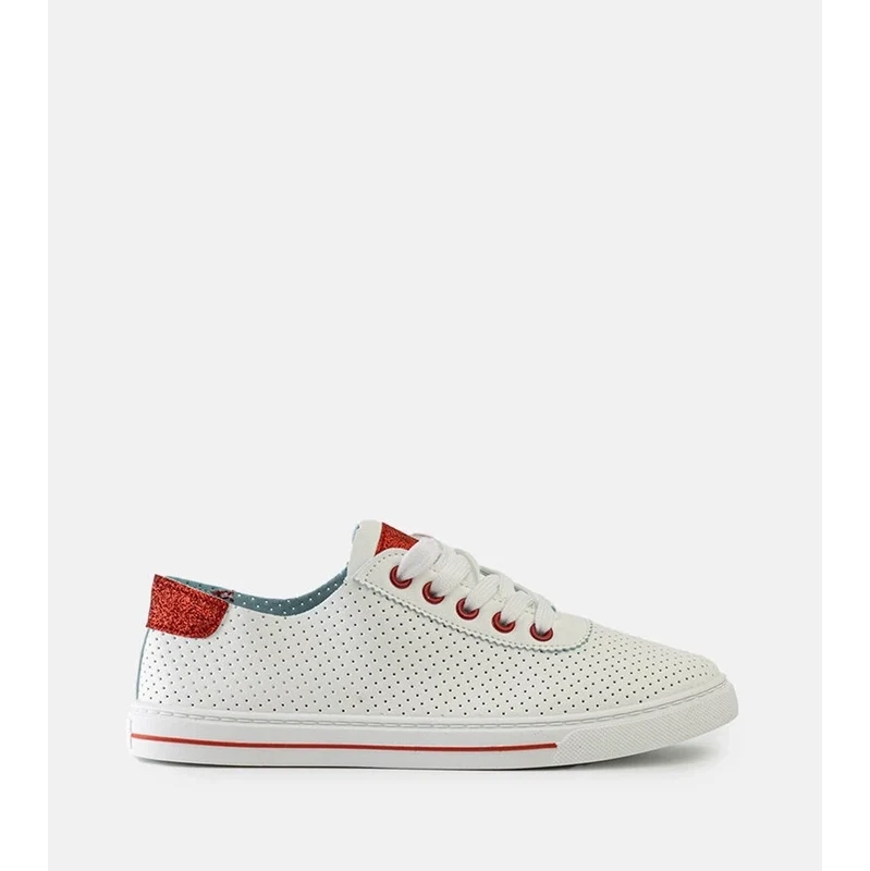D/CEO Gemre Womens white perforated lace-up sneakers Ruala