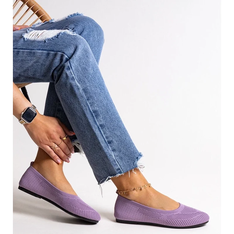 Gemre Purple Fabric Ballet Flats Yafia 106990789