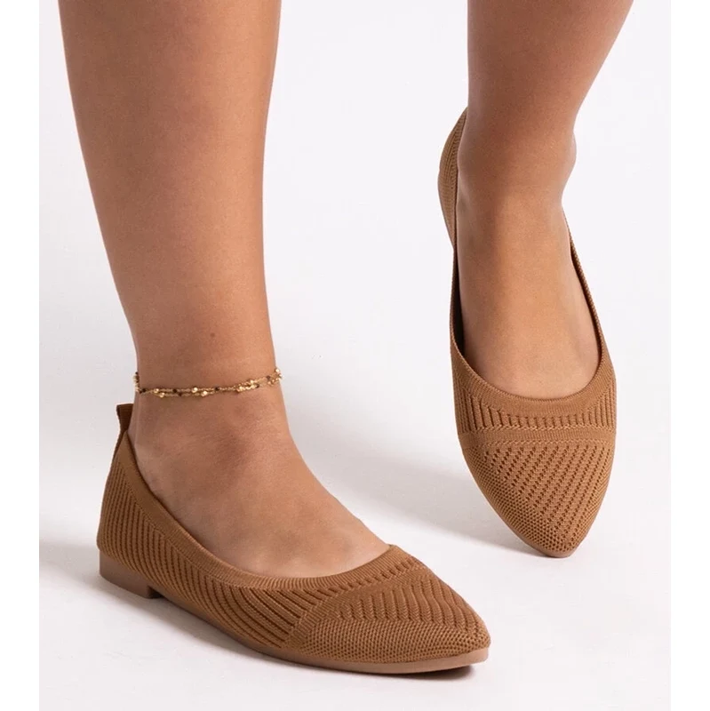 Gemre Caramel fabric ballerinas Wendana 106990794