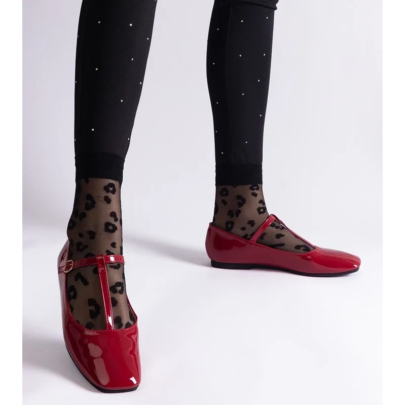 Gemre Red patent ballet flats with strap Marseille 106990813