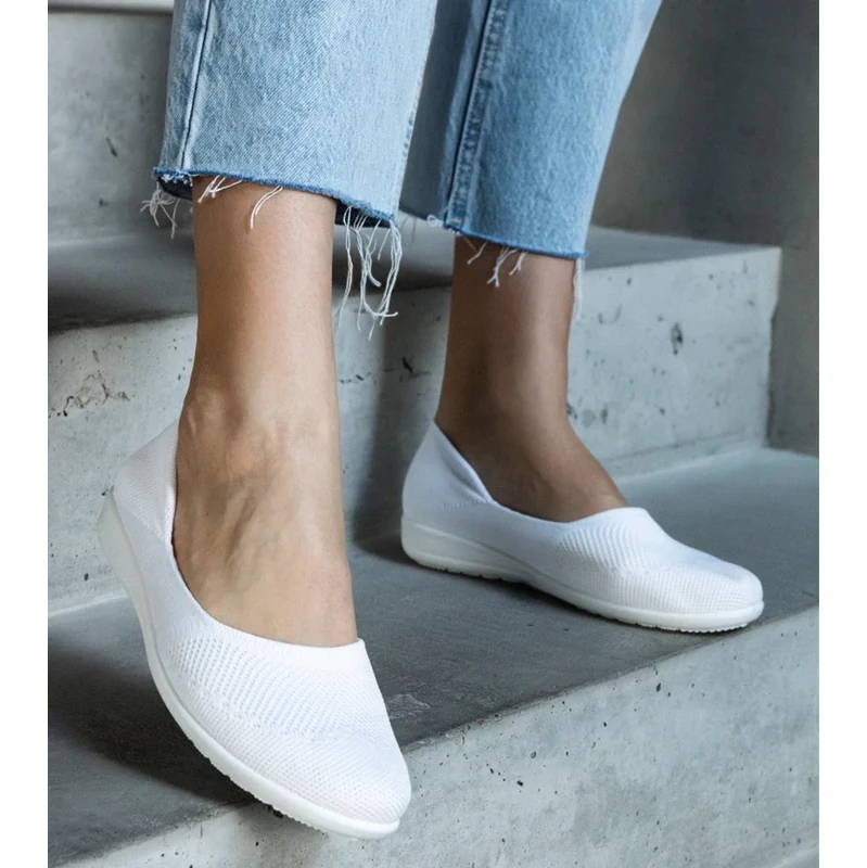 Gemre White Fabric Ballet Flats Provencher 106990851