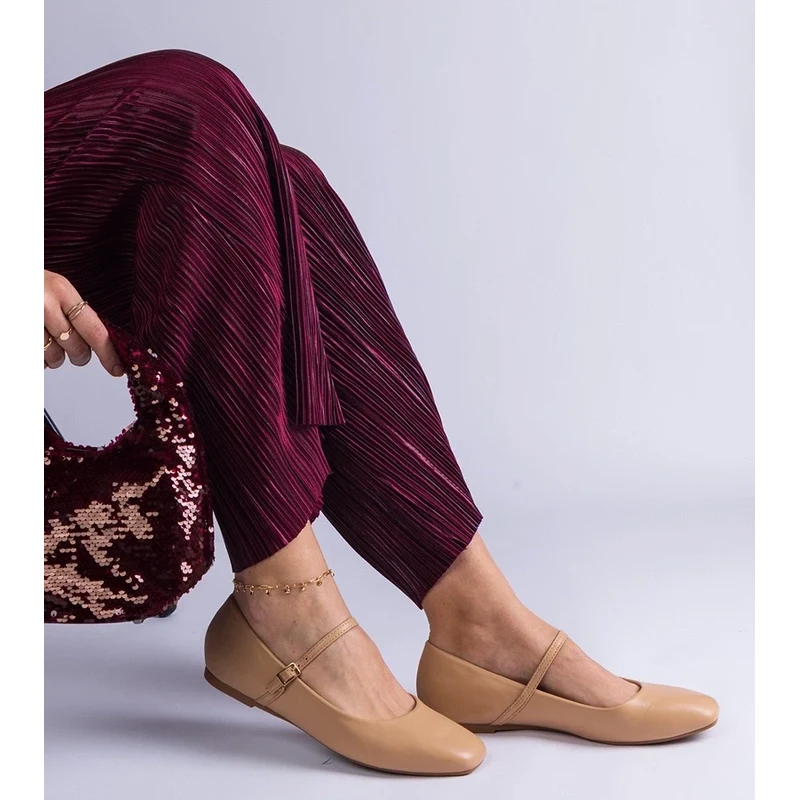 D/CEO Gemre Beige faux leather ballerinas with buckles Kamelia 106990895