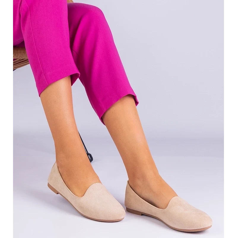 Gemre Beige classic eco-suede ballet flats Valensia 106990913