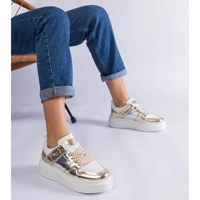 Gemre Golden sneakers with silver inserts Kimberly
