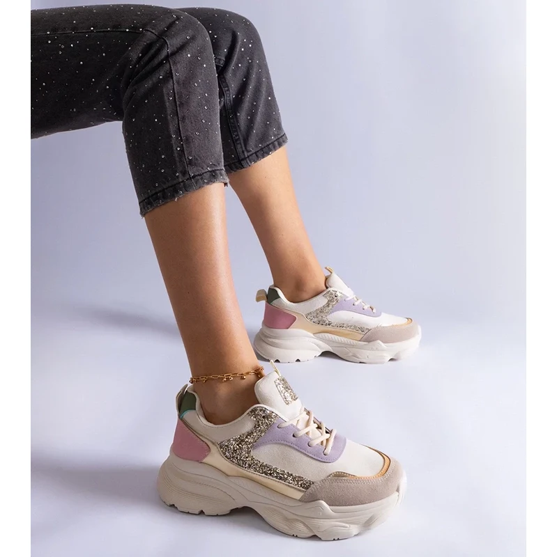 Gemre Multicolored Sneakers with Glitter Inserts Clorinda