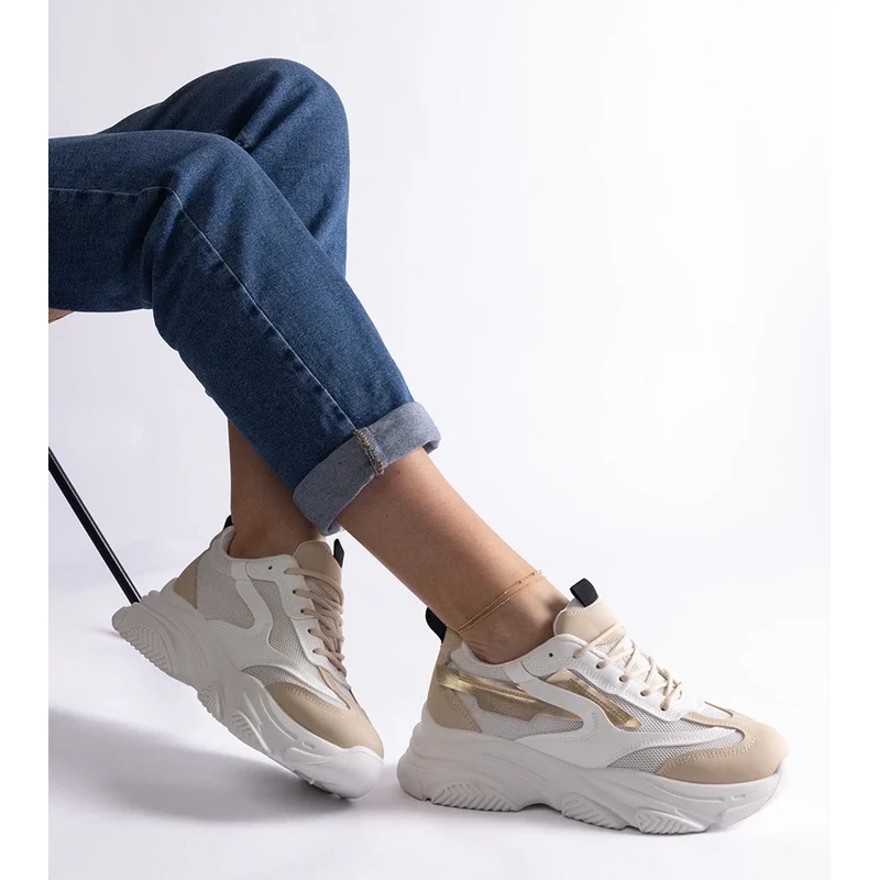 Gemre Beige-gold womens sneakers Milenka
