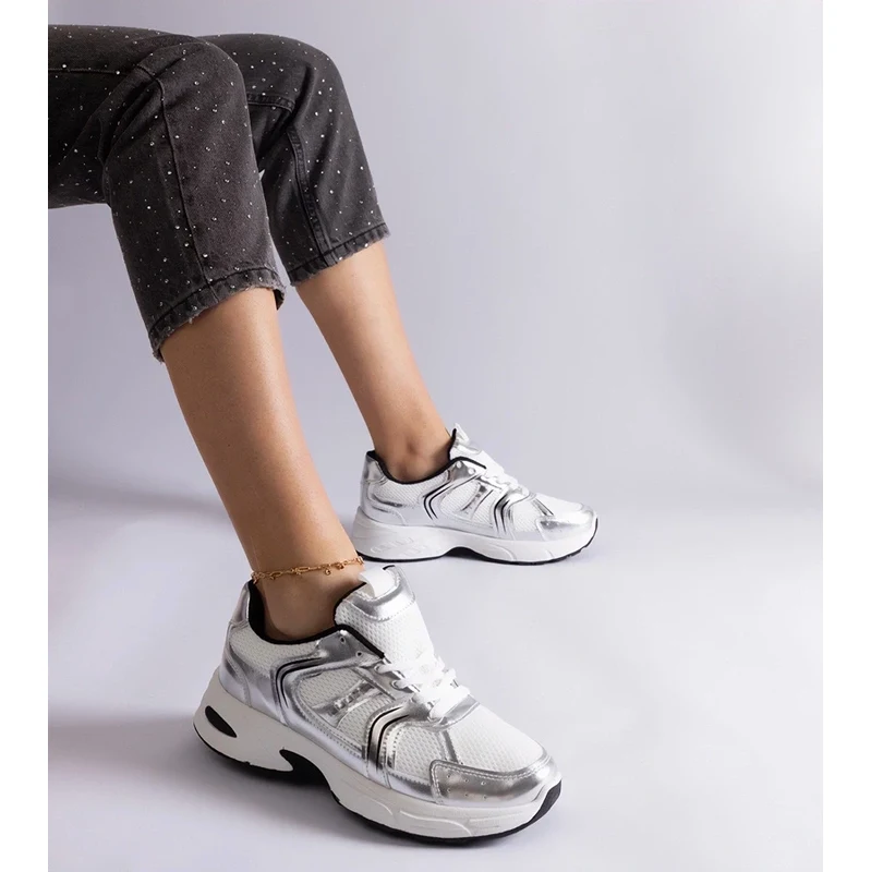 Gemre White-silver Ena sports sneakers