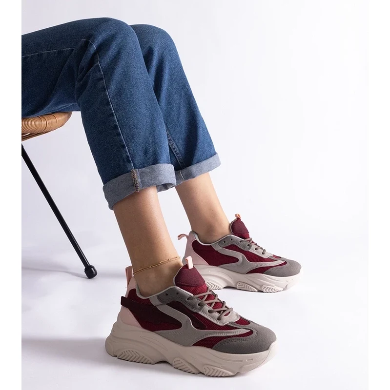 Gemre Burgundy-grey womens sneakers Milenka
