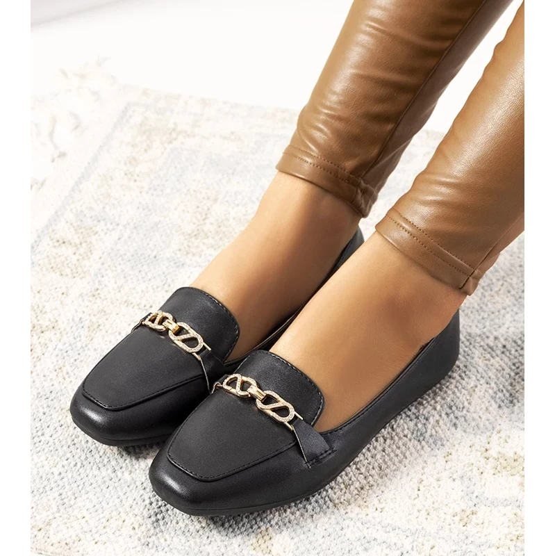 Gemre Black square-toed moccasins Milder