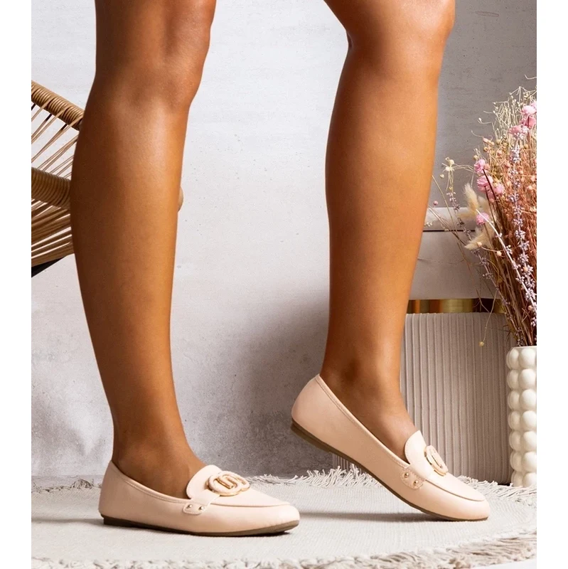 Gemre Beige Womens Loafers Eleena