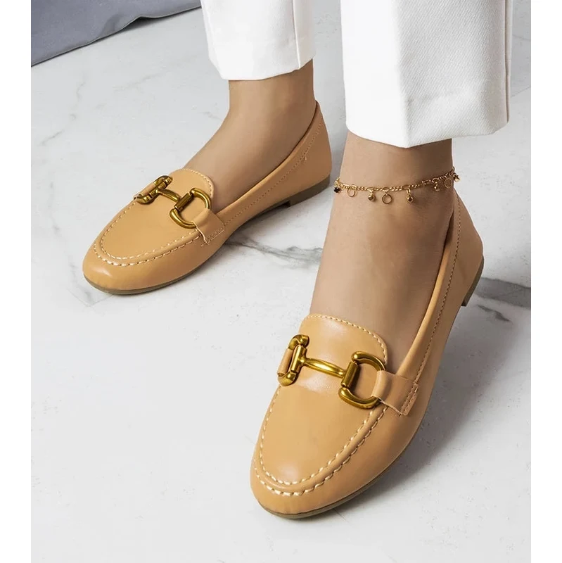 Gemre Beige Loafers with Gold Decoration Regina 106991199