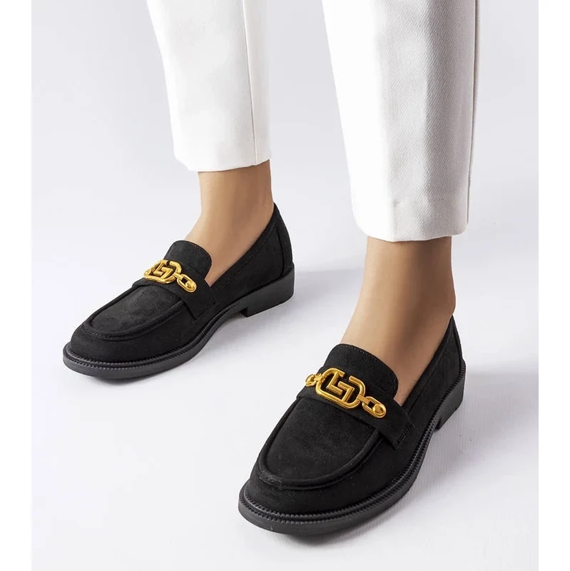 Gemre Black elegant loafers with Ouellet embellishment 106991231