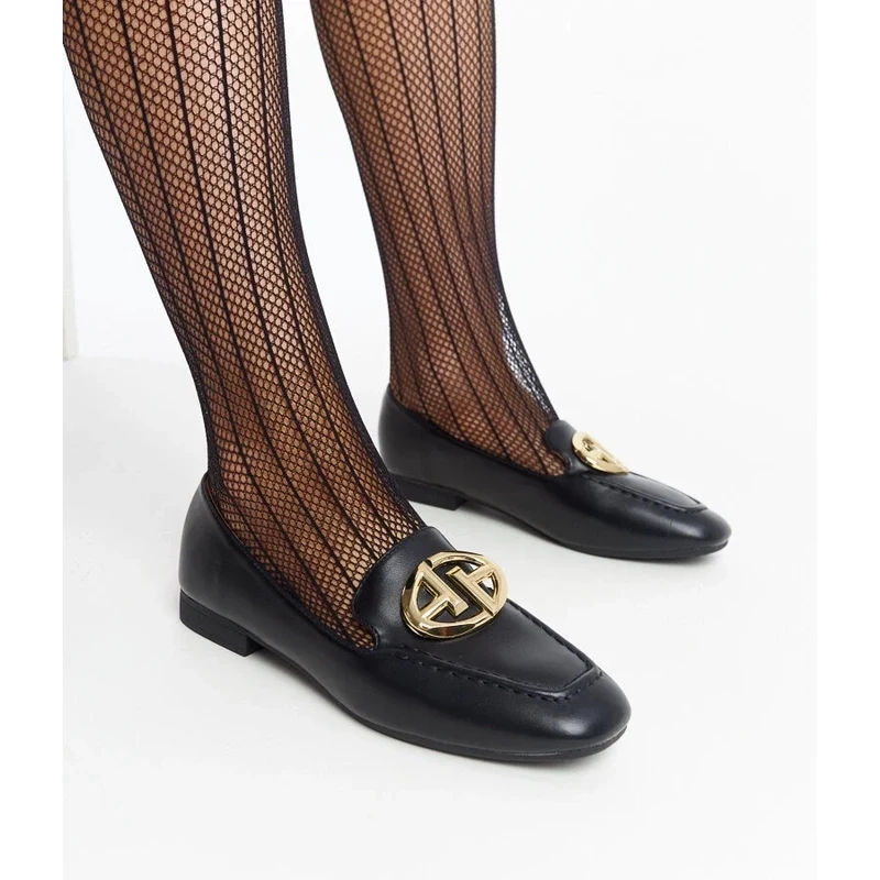 Gemre Black loafers with gold embellishment Bergeron
