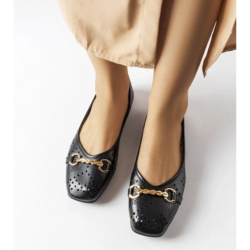 Gemre Black lace ballet flats Schiavone