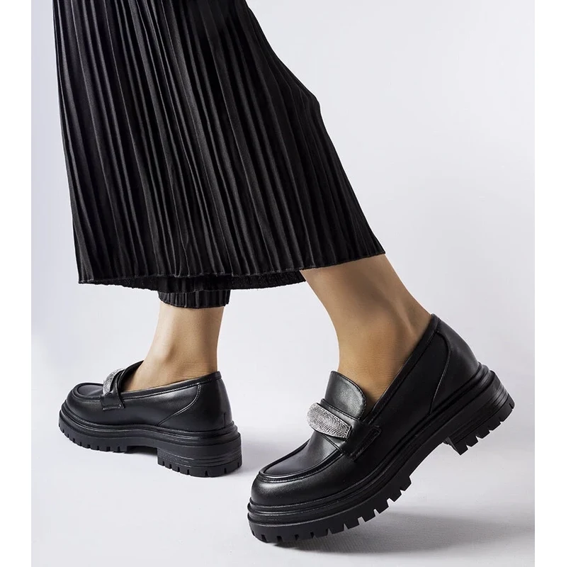 Gemre Black loafers with rhinestones Hartford