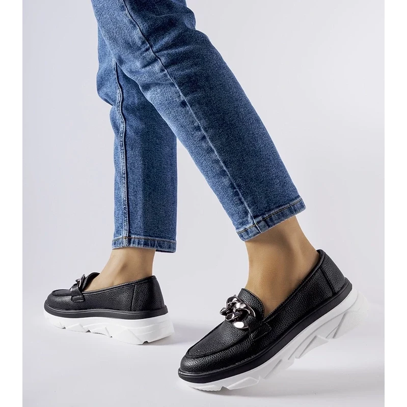 Gemre Black moccasins with chain Vinceza 106991300