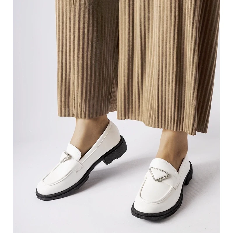 Gemre White moccasins adorned with zirconia Marsilius 106991313