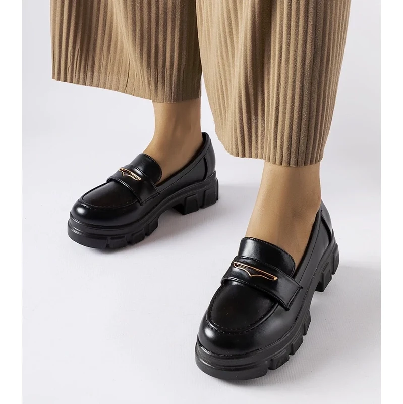 Gemre Black moccasins with visible tread Fuori 106991320