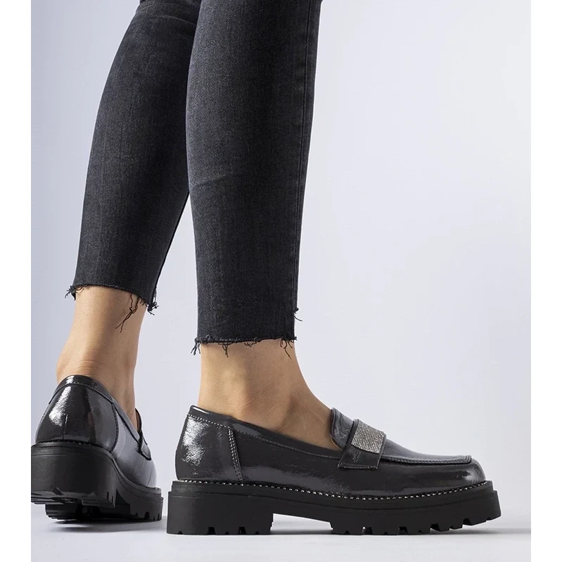 Gemre Dark gray patent leather loafers Fecteau