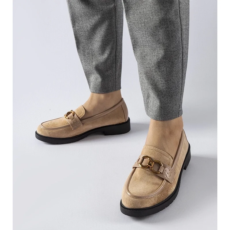 Gemre Beige Loafers with Buckle Seggiano 106991353