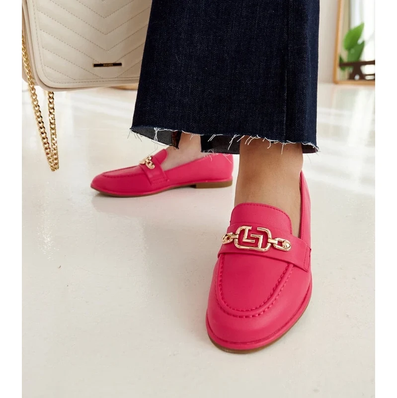 Gemre Pink loafers decorated with a chain Kuens 106991380