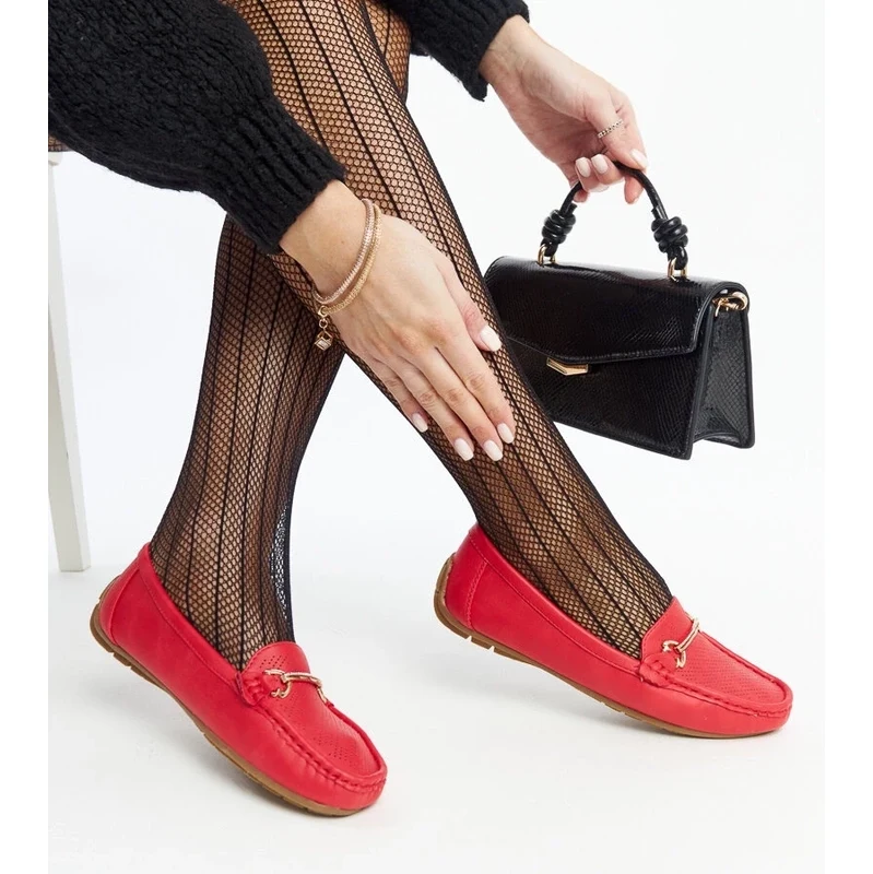 Gemre Red loafers with decorative buckle Adila