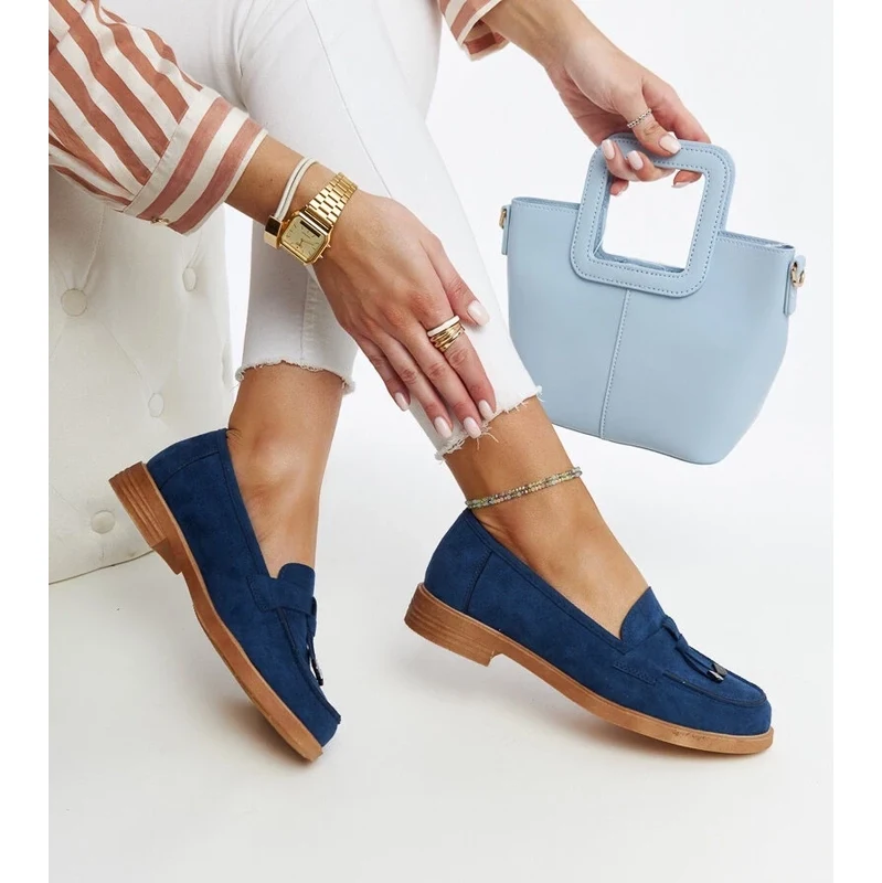 Navy suede loafers Vinceza