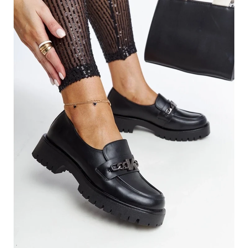Black moccasins with leather insole Vinceza 106991416
