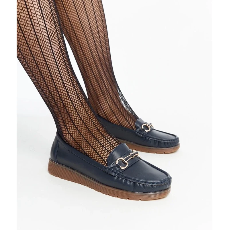 Gemre Navy blue loafers with a buckle Anisah