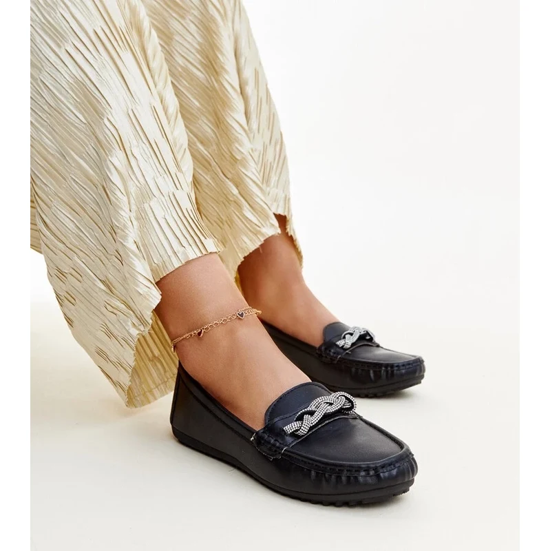Gemre Black loafers adorned with rhinestones Adiba