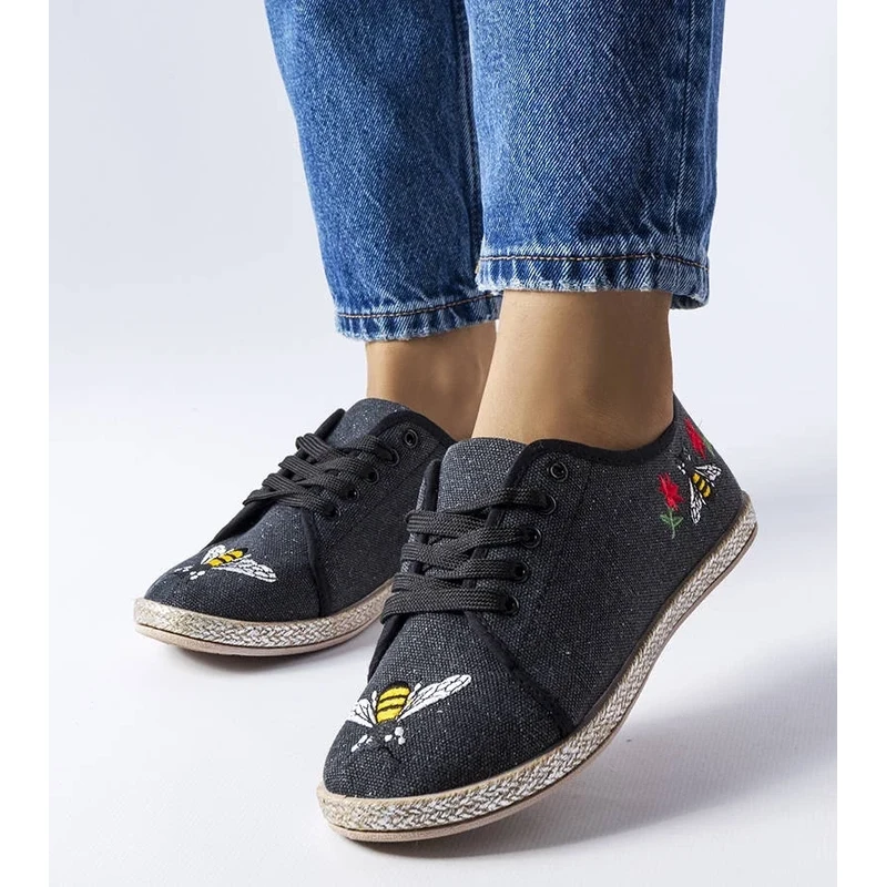Gemre Black Glitter Espadrilles Malia 106992342