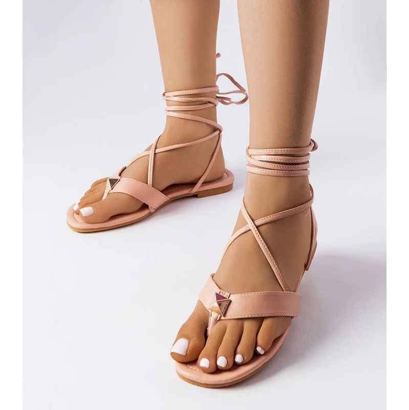 Gemre Pink lace-up sandals Marleau 106992378