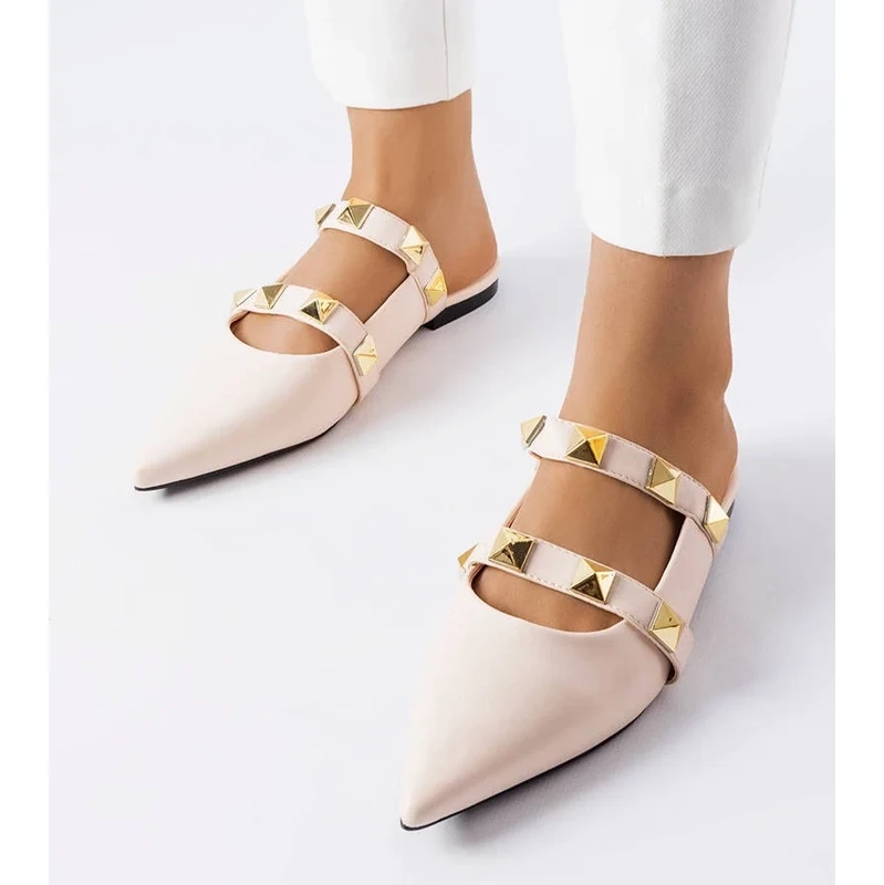 marka niezdefiniowana Beige Pointed-Toe Mules Ruckman 107355884