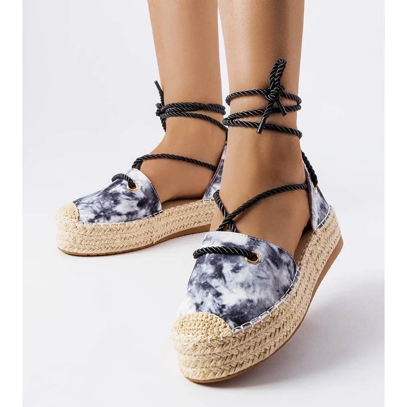 Gemre Black lace-up platform espadrilles Duffet 106992434